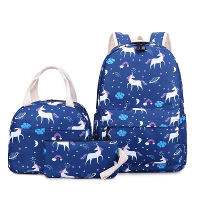 China Custom Unicorn Backpacks Waterproof Hot Sale Schoolbag School Backpack For School Children 3 In 1 School Bag Set for sale