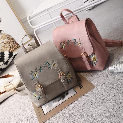 China Fashion China Style Women Fashion Backpack PU Embroidery Ethnic Flower Backpack for sale