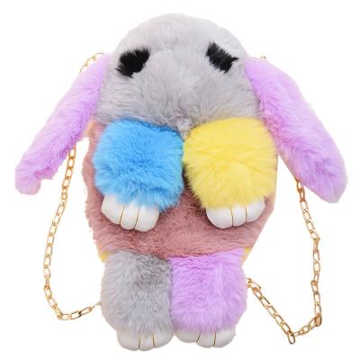 Cina New Contrast Color Plush Rabbit Bag Children's Creative Cartoon Backpack Listed Bagpack in vendita