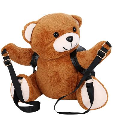 China Custom Wholesale Plush Girls Cute Plush Stuffed Teddy Bear Shaped Backpack Bag Kids Backpack Te koop