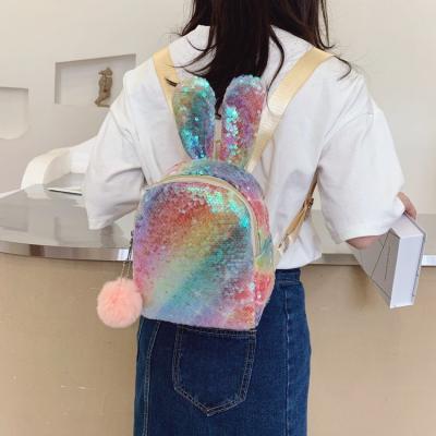 China Cute Sequin Reversible Rainbow Schoolbag RFID Sequins Zig Zag Backpack Medium Bag For Girls for sale