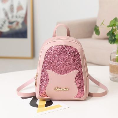 China Fashion Shiny Shoulder Bag Women Small Waterproof Sequin Backpack For Girl PU Feather Backpack For College Student for sale