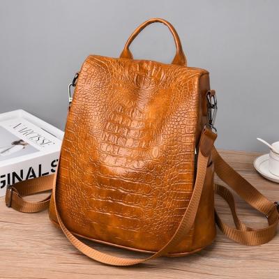 Cina 2021 Fashion Lady Backpack With Wrinkles Trend PU Leather Fashion Women's Handbag in vendita