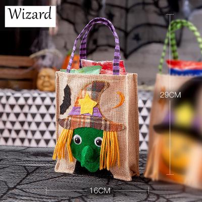 China Fashion New Halloween Decoration Candy Tote Bag Kids Pumpkin Witch Candy Bag Kids Backpack for sale