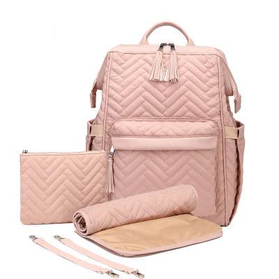 중국 Multifunctional Custom Logo Purpose Custom Logo Pink Diaper Bag Backpack Diaper Bag Sets For Baby 판매용