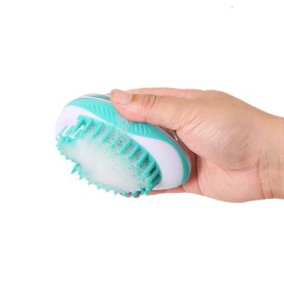 China Viable Pet Brush 2 in 1 Pet Bath Massager Brush Shampoo Dispenser for Pet Grooming for sale