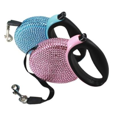 China Sustainable High Quality Pet Supplies Lead Rope Small Dog Retractable Leash Rhinestone Cover for sale