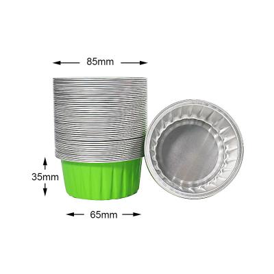 China WB-84 Cute Disposable Aluminum Foil Food Container Storage Container For Cooking Meal Prep Homemade Bread Baking Storage Green 85ml for sale