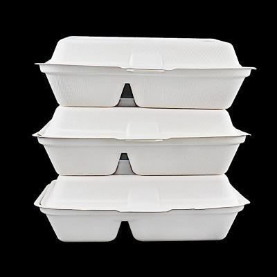 China 1000ml Biodegradable Food Boxes Tableware Meal Packaging Box Pulp Oval Takeout Food Paper Bowl Container With Lid FS-CH1000-2 for sale