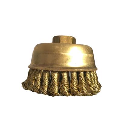 China No Spark Sparkling No Knot Wire Cup Brass Brush for sale