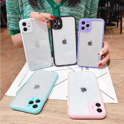 China Wholesale Luxury Phone Case Anti-fall Glitter Hole Slim Clear TPU Phone Cover Phone Case For Iphone 11/12 pro max for sale