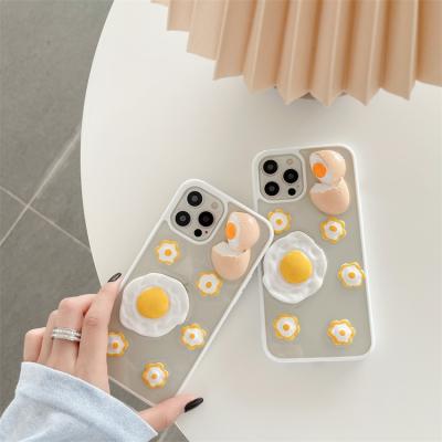 China Anti-fall For iphone 3D Cute Egg Design TPU Soft Clear Epoxy Shockproof Phone Case For Iphone 11 12 pro 8 plus X XR for sale