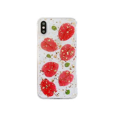 China Anti-fall 2021 dropshipping pressed real flowers sparkle clear soft phone case cover device for Iphone 11/12 13 pro 6 7 8 max for sale