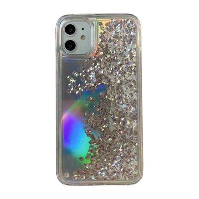 China Anti-fall unique design epoxy clear tpu luxury high quality glitter quicksand bling back cover for Iphone 11/12 pro xr 6 7 8 X max for sale