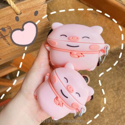 China For AirPods pro pig 3D soft silicone cover device case anime design cute pink earphone case for airpods 1 2 3 pro for sale