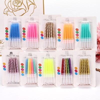 China 2021 Cake Topper Factory in Metallic-color Pastel-color Stock Short Happy Birthday Cake Candles Spiral Straight Candles All In Readiness for sale