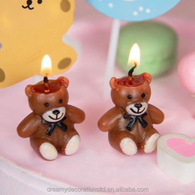 China High Quality Cute Cake Topper Brown Bear The Little Stars Cartoon Happy Birthday Candle Animal Cake Toppers for sale