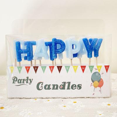 China Cake Topper 2022 New Glitter Birthday Letter Candle Happy Birthday Decor Candles for sale