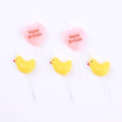 China Cake Topper Baby Birthday Candle Cartoon Set Little Yellow Duck Candle Children Party Cake Decoration Happy Birthday for sale