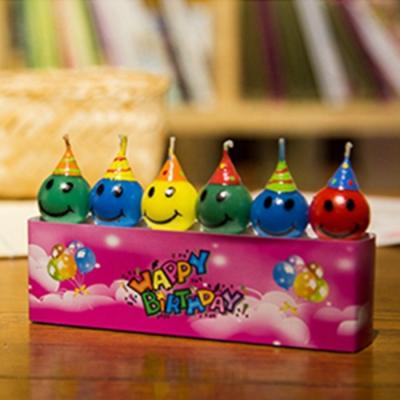 China Glitter Smiley Birthday Candles Cake Topper Hostess Happy Birthday Candle for sale