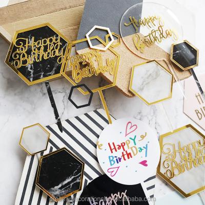 China Marble Cake Decoration Gold Hexagon Happy Birthday Wedding Valentines Day Amazing Mothers Day-Elegant Black Cake Effect Background Wholesale: for sale