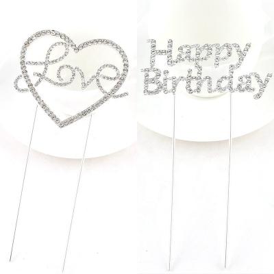 China Alloy Crystal Rhinestone Cake Topper For Wedding Birthday Party Cake Decoration for sale