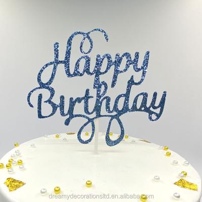 China Super-sparkly Happy Birthday Cake Topper Sparkle Glitter Cake Toppers Glitter Card Paper Bling Sparkle Decoration for sale