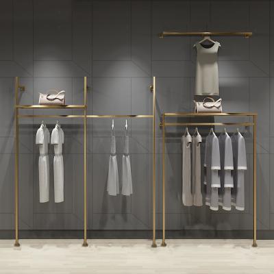 China Morden Factory Customized Clothing Showroom Shelf Hanging Wall Mounted Clothes Racks Show Metal Racks for sale