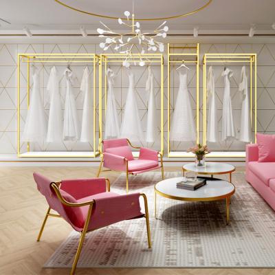 China Shinny bridal store interior design of gold clothes show wedding dress display rack rack wedding dress display showcase 120*40*200cm; 150*40*220cm; for sale