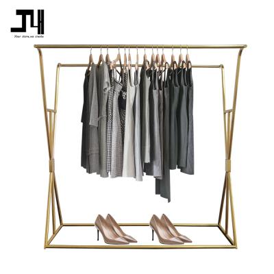 China Customized stainless steel clothing rail double garment rack clothing store display racks for sale