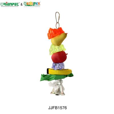 China ORIENPET and OASISPET Viable Bird Wooden Toy FRUIT KEBAB KEBAB with Bell Pet Products JJFB1576 for sale