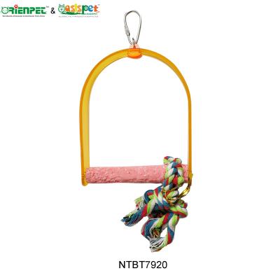 China ORIENPET and OASISPET Viable Acrylic Bird Swing with Raw Shell Perch NTBT7920 Sandy Wooden Pet Toys for sale