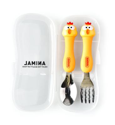 China Viable Cute 2pcs Cutlery Set Kids Fork Cartoon Coming Soon for sale