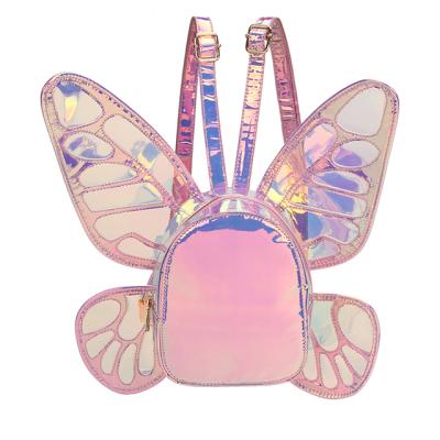 China Waterproof 2022 Girls Travel Casual Daily Holographic Laser Mini Backpack School Bag Butterfly for sale