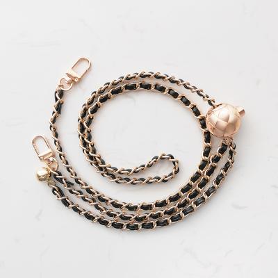 China 2022 High Quality Shenglu Hot Bag Adjustment Metal Buckle Purse Metal Buckle PU Gold Chain Vegan Wear Leather Chain Strap For Bags for sale