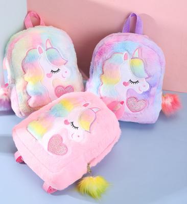 China Waterproof 2022 Lefen Children 3D Animal Unicorn Plush Backpack Purse Handbag Outdoor Winter Backpack Bags For Girls for sale