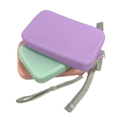 China Colorful Fashion Food Grade Silicone Candy Color Rubber Coin Purse Phone Bag for sale