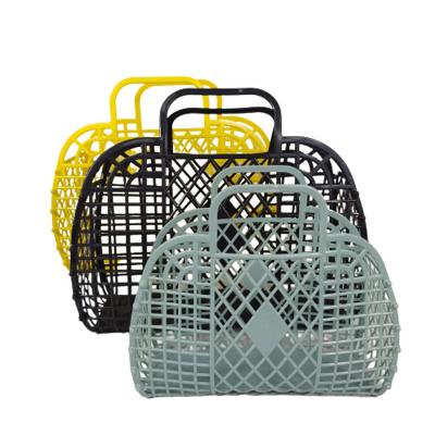 China New Design Collapsible Shopping Basket Shopping Basket Storage Basket Large Plastic Vegetable Basket Handbag for sale