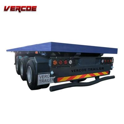 China Vercoe 3 Axle 40Ft Flatbed Truck Trailer Trailer With Flat Bed Lock Container Semi Trailer for sale