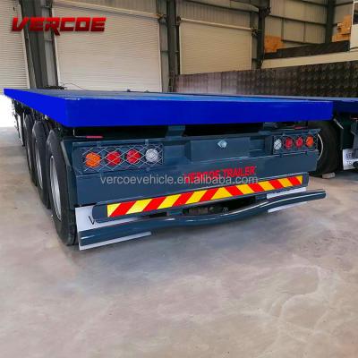 China Vercoe Trailer 3 Axle Shipping Container Truck Chassis 40ft 45Ft Flat Bed 20ft 40ft Semi Trailer for sale