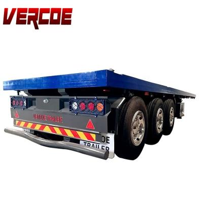 China Wabco 40ft gooseneck flat bed container semi trailer 3axle 40ft gooseneck truck trailer for sale