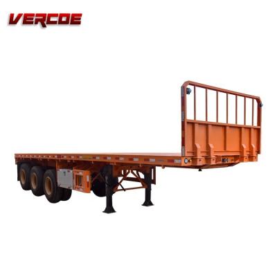 China Truck Trailer Wholesale 3 Axles Shipping 20/40Ft Container Flat Bed Semi Trailer for sale