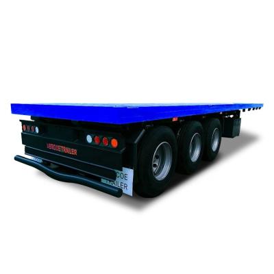 China 20ft Flatbed Truck Trailer 3 Axle 40ft 45ft 53ft 30 Ton Low Container Flatbed Semi Truck Trailer With Container Trailer for sale