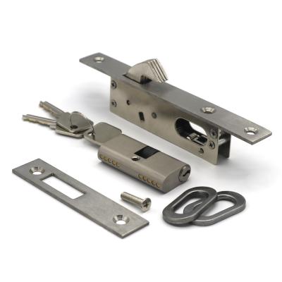 China Window / Sliding Door Mortise Lock Sliding Door Stainless Steel Blade Lock Aluminum Body With Cylinder for sale