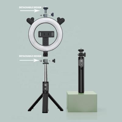 China Fold Selfie Ring Light with Tripod Stand and Phone Holder Selfie Stick with Wireless Outdoor Cute Ear and 3 Color Modes Deer for sale