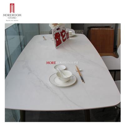 China Modern Calacatta Large Body Size Full Size White Marble Look Porcelain Slab Dining Countertops for sale