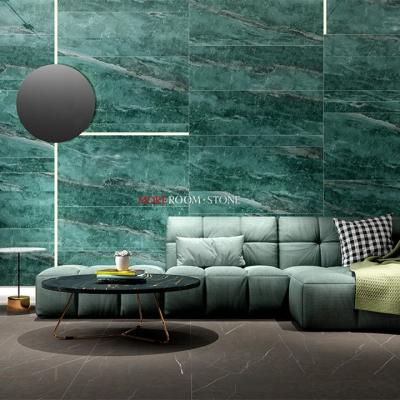 China Glazed Metallic Tiles 600x1200 Green Marble Stone Look Porcelain Wall Tile For Living Room for sale