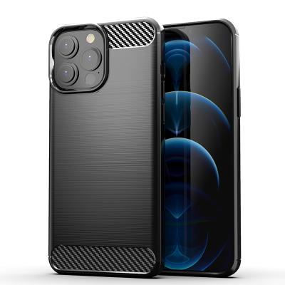 China Carbon Fiber Shockproof Soft Case For iPhone 13 Pro Max Cooling Grid Groove Anti-Fingerprints Durable Lightweight Shockproof Phone Cover for sale