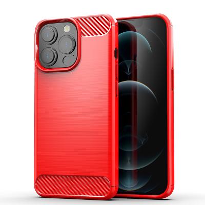 China Shockproof Thin Slim Flexible Silicone Carbon Fiber Soft TPU Case For iPhone 13 Pro Anti-scratch Cover Device for sale