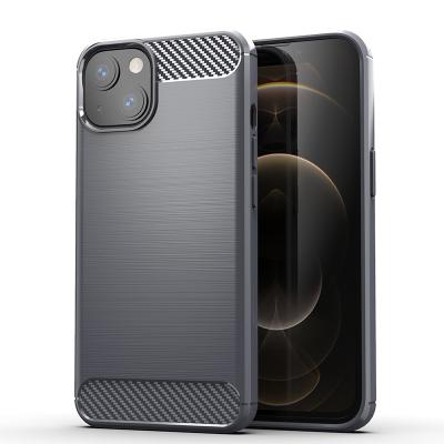 China Carbon Fiber Shockproof Shockproof Case For iPhone 13 TPU Brushed Texture Rubber Full Body Protective Phone Cover for sale